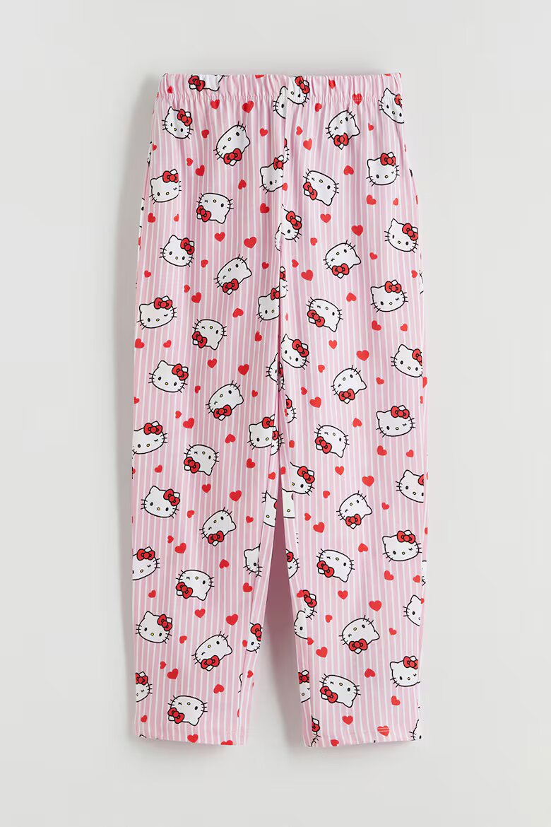 LC WAIKIKI Памучна пижама с шарка на Hello Kitty Светлорозов