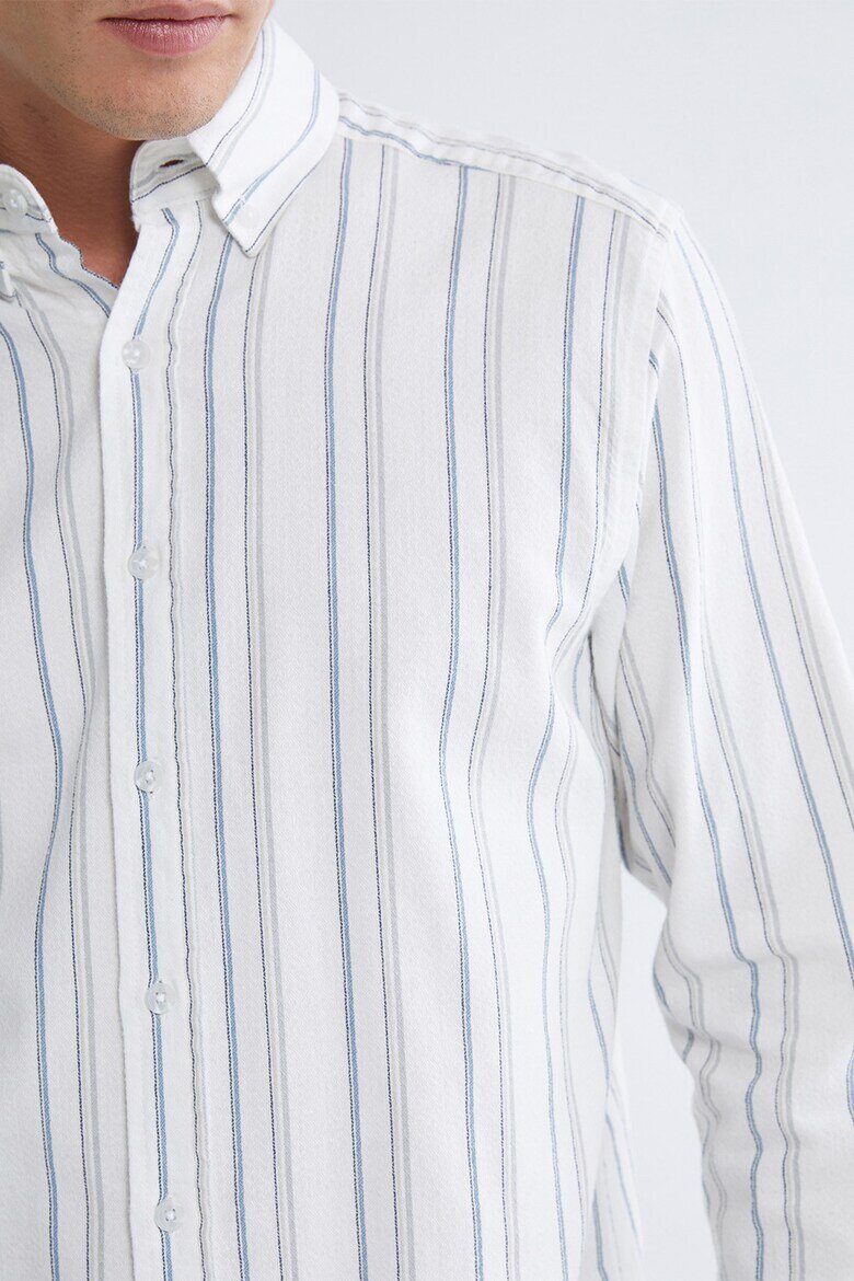 LC WAIKIKI Памучна риза на ситно райе Бял