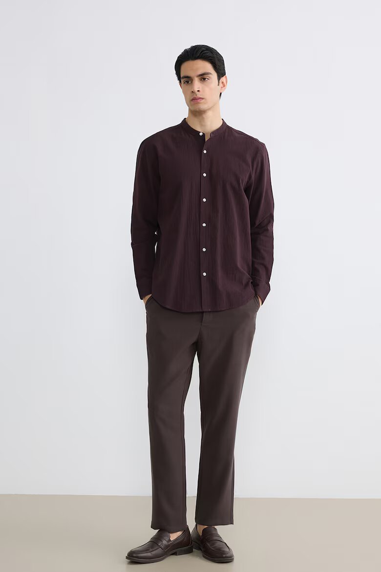 LC WAIKIKI Памучна риза с ниска овално яка Бордо