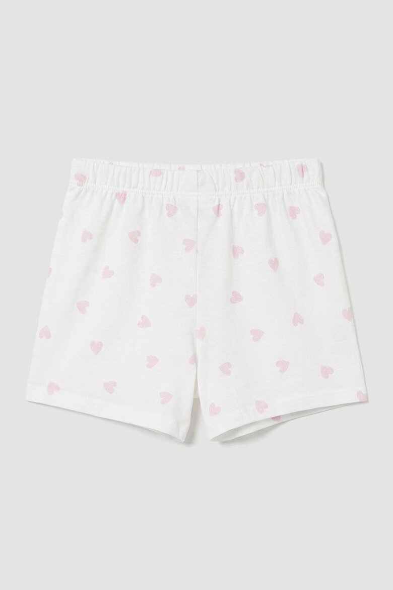 LC WAIKIKI Пижама с къси ръкави и десен сърца Бял/Пастелнорозов