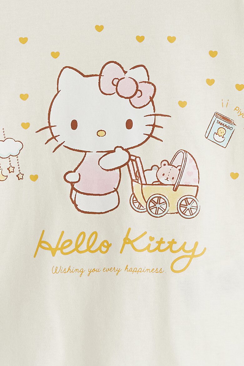 LC WAIKIKI Пижама с къси ръкави и шарка на Hello Kitt Бледожълт/Бледо розово
