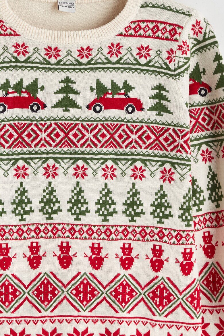 LC WAIKIKI Пуловер с десен Christmas Червен/Зелен/Крем