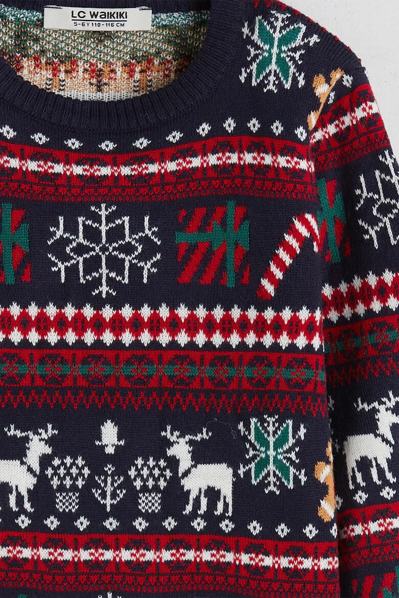 LC WAIKIKI Пуловер с овално деколте и десен Christmas Червен/Бял/Тъмносин