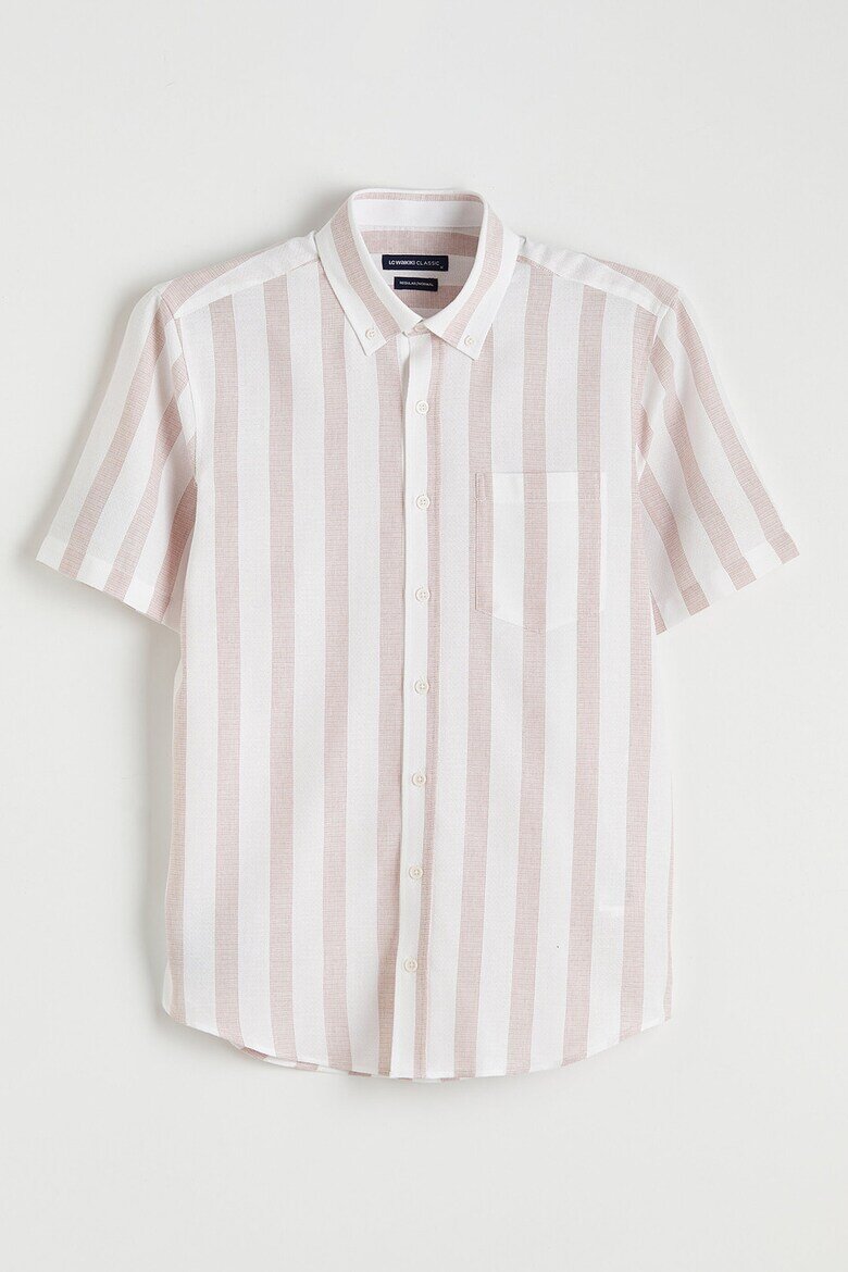 LC WAIKIKI Риза с къси ръкави и яка Oxford Бял/Корал