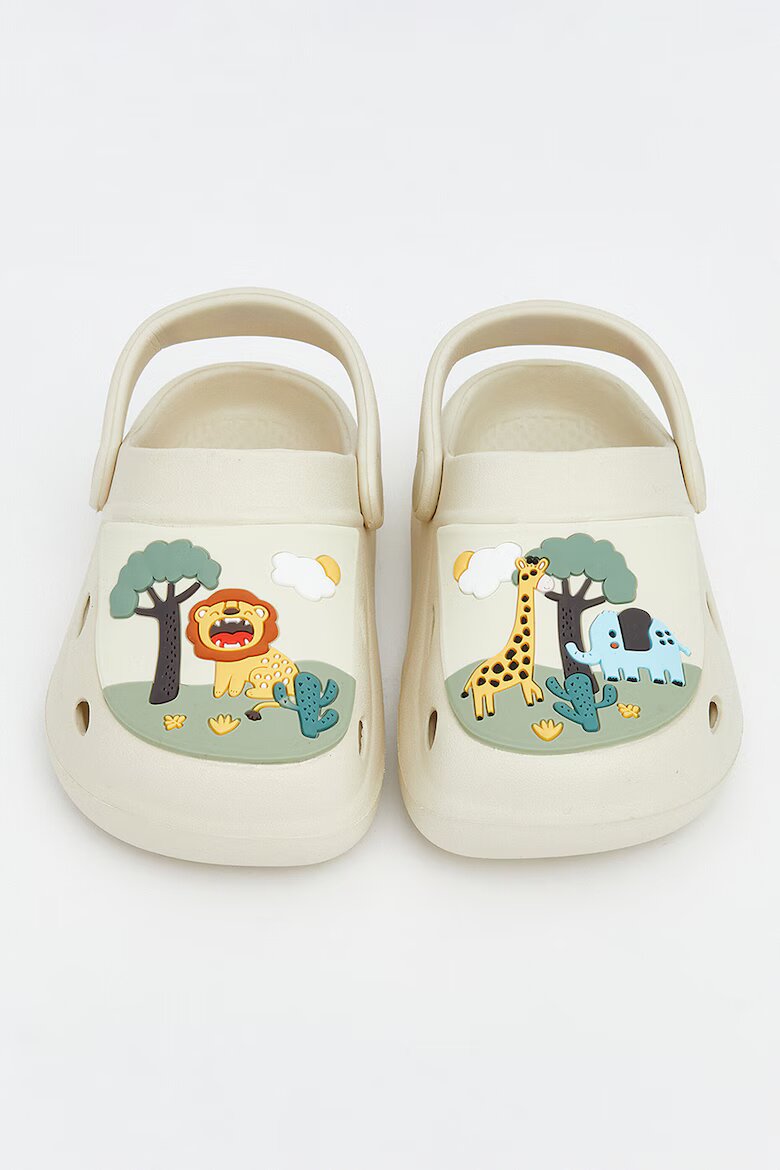 LC WAIKIKI Сабо Safari Animals с отворена пета Оранжев/Аква зелено/Светло бежово