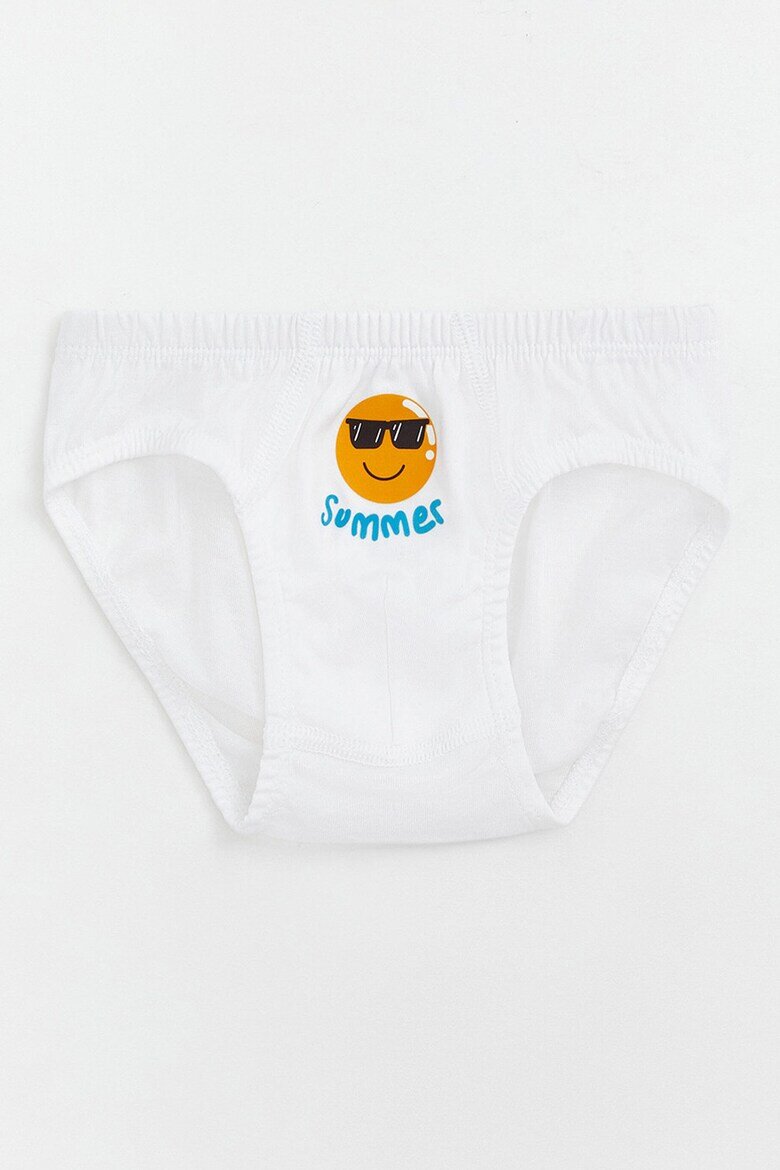 LC WAIKIKI Слипове с принт Smiley Face - 3 чифта Бял/Светлозелена маслина