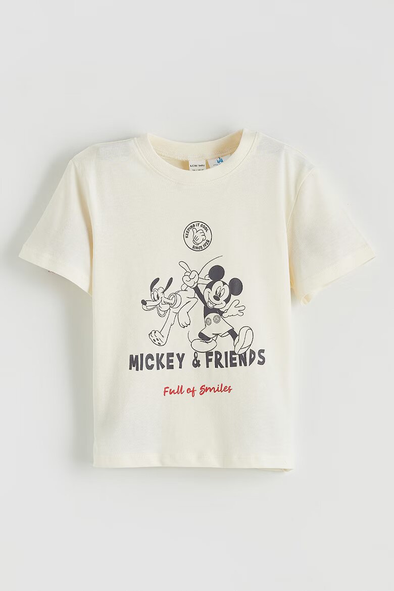 LC WAIKIKI Спортен екип с памук с десен Mickey Mouse - 3 части Сив/Крем