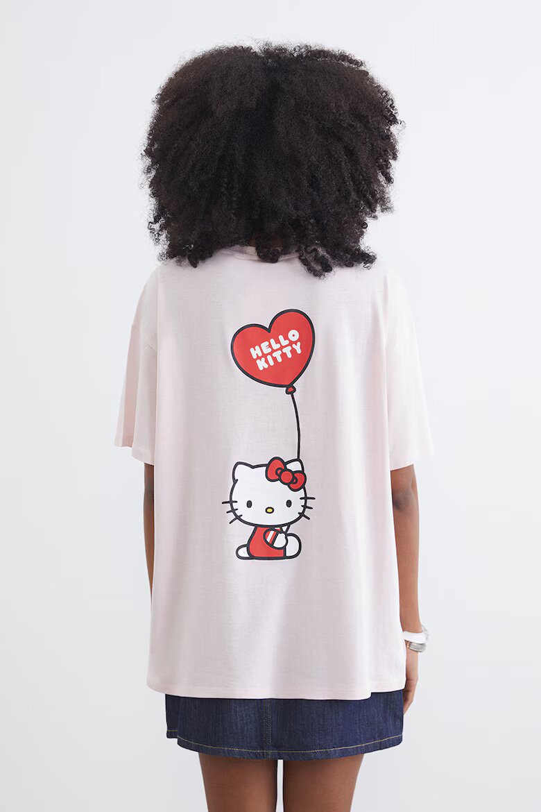 LC WAIKIKI Свободна тениска с шарка Hello Kitty Червен/Бледо розово