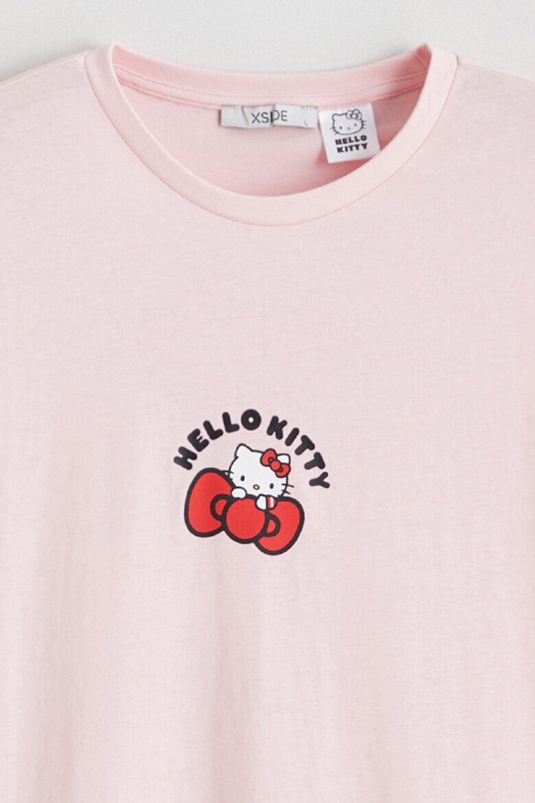 LC WAIKIKI Свободна тениска с шарка Hello Kitty Червен/Бледо розово