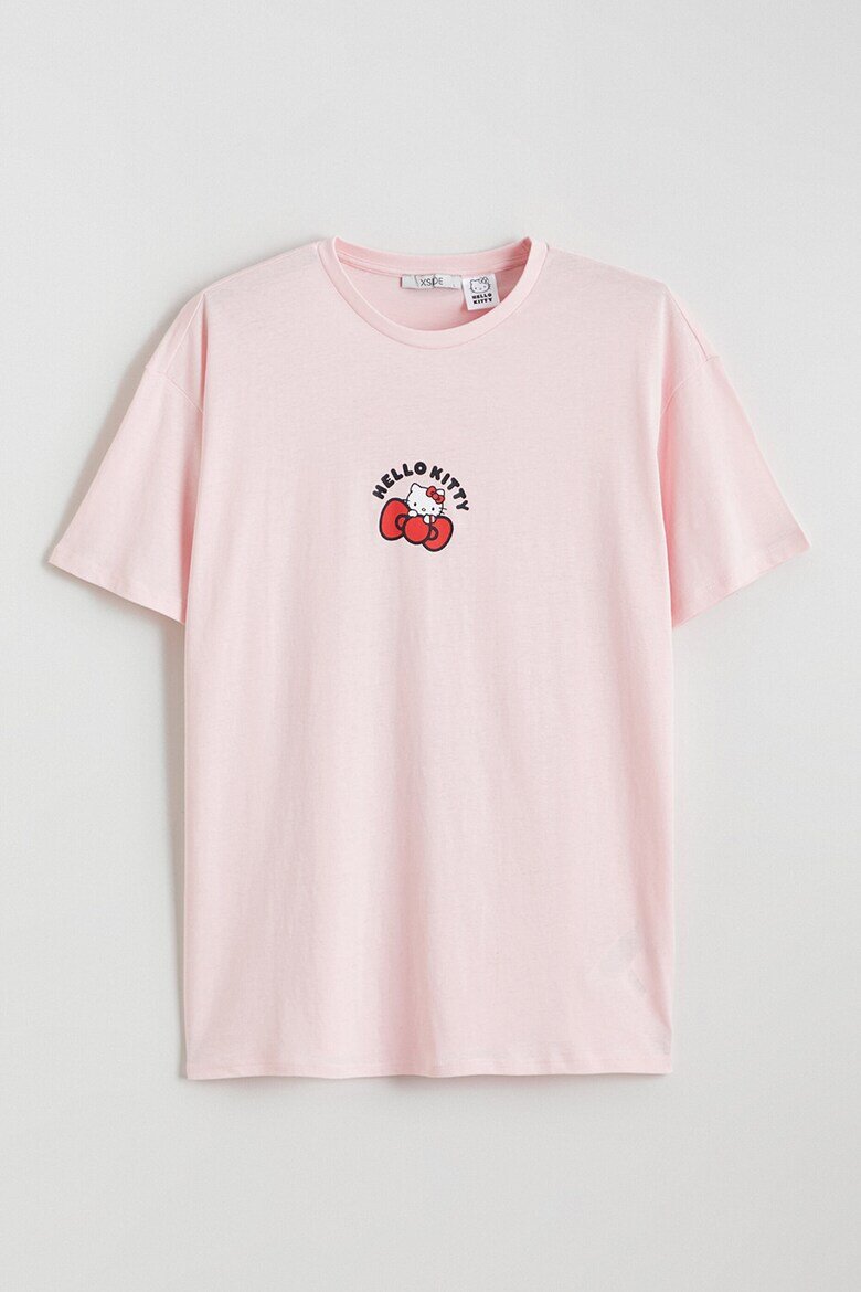 LC WAIKIKI Свободна тениска с шарка Hello Kitty Червен/Бледо розово