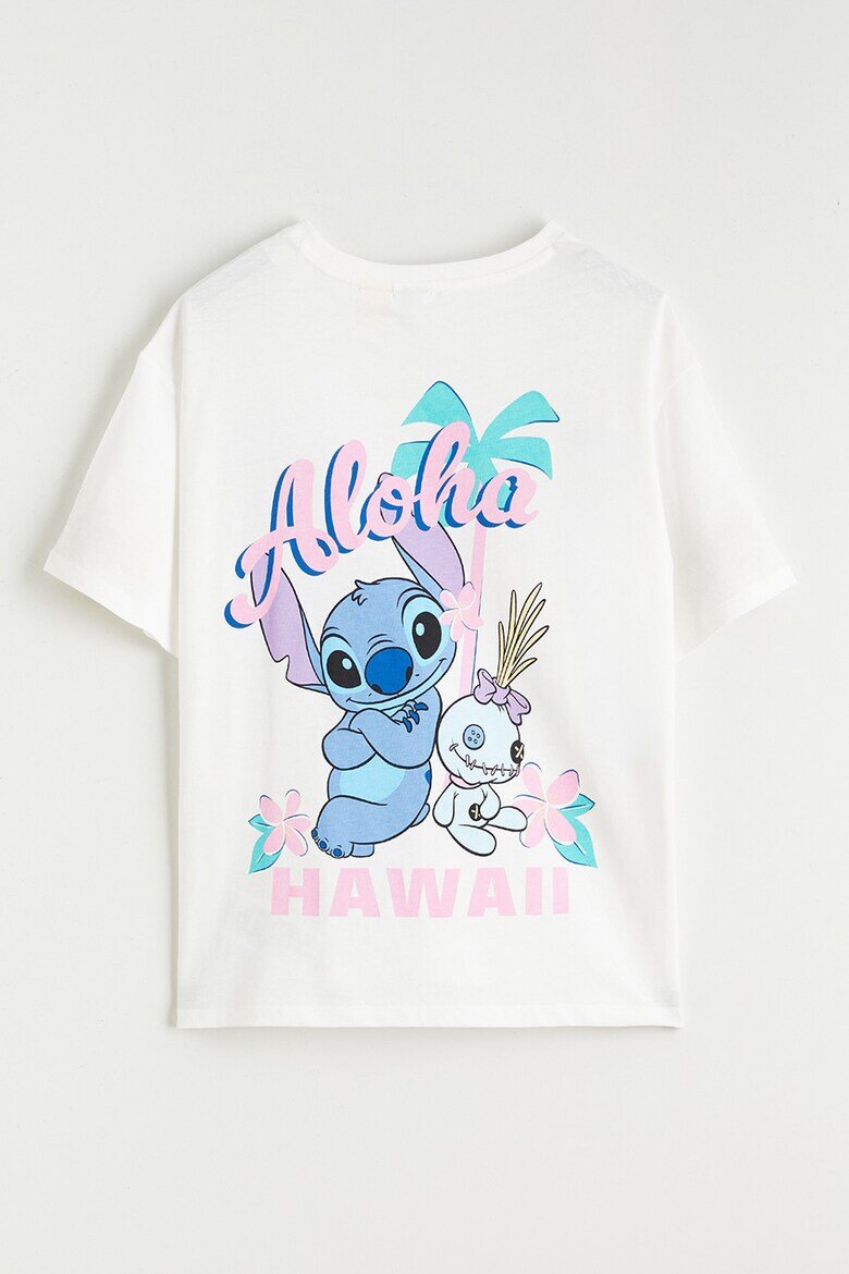 LC WAIKIKI Тениска и къс клин с принт на Stitch Слонова кост/Лилав/Син