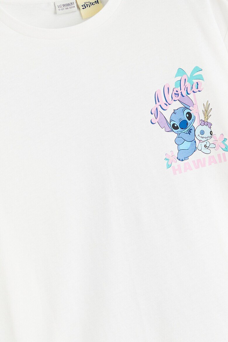 LC WAIKIKI Тениска и къс клин с принт на Stitch Слонова кост/Лилав/Син