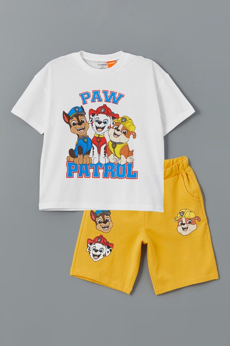 LC WAIKIKI Тениска и панталон с шарка на Paw Patrol - 2 части Червен/Бял/Шафраново жълто