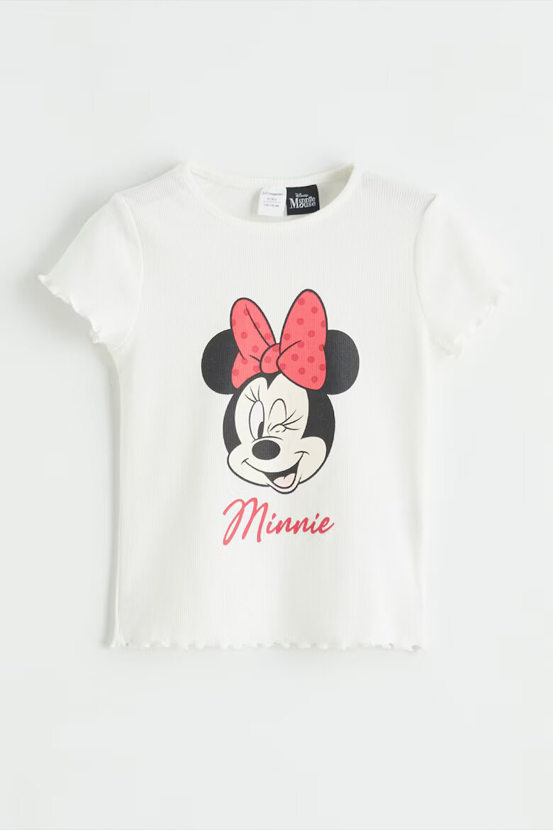 LC WAIKIKI Тениска с принт Minnie Mouse и панталон - 2 части Бял/Яркорозово/Избеляло черно