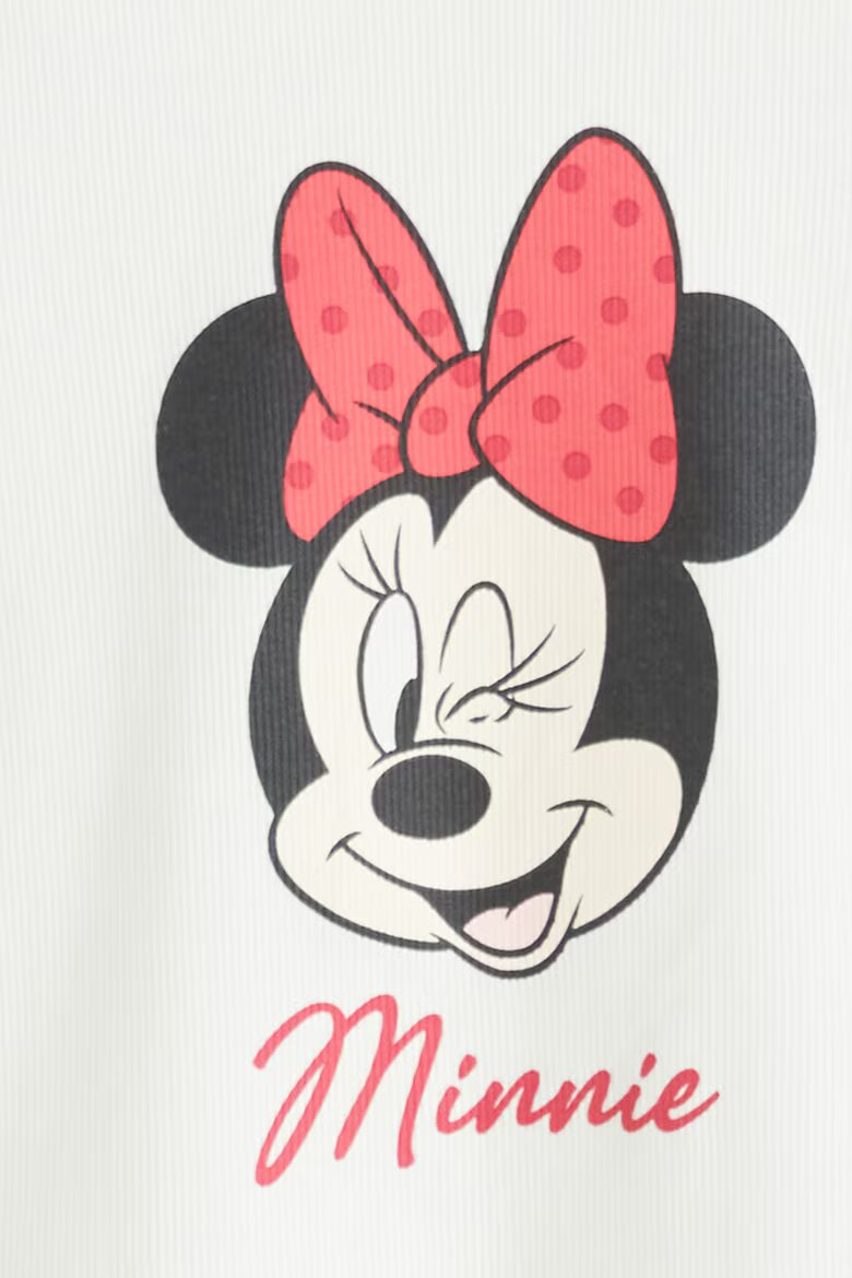 LC WAIKIKI Тениска с принт Minnie Mouse и панталон - 2 части Бял/Яркорозово/Избеляло черно