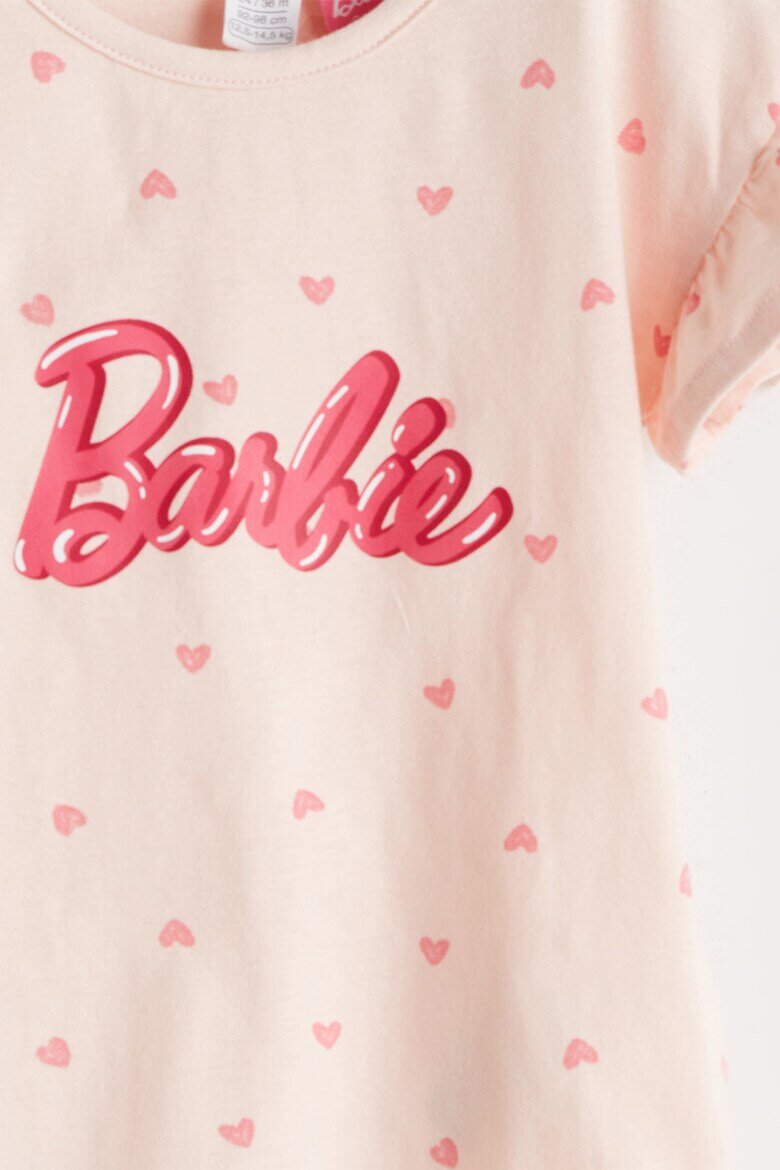 LC WAIKIKI Тениска с принт на Barbie и къс панталон Фуксия/Пастелнорозов