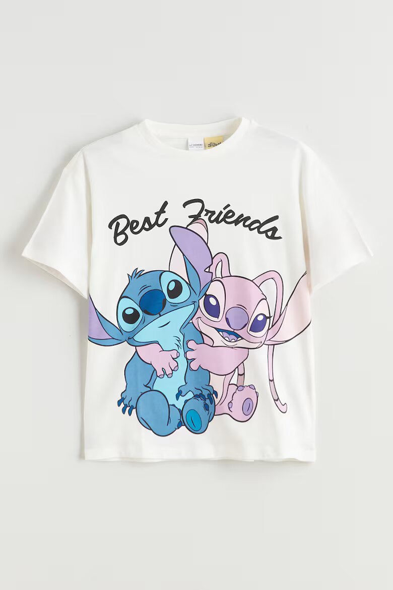 LC WAIKIKI Тениска с принт на Stitch Слонова кост/Лилав/Розово/Син