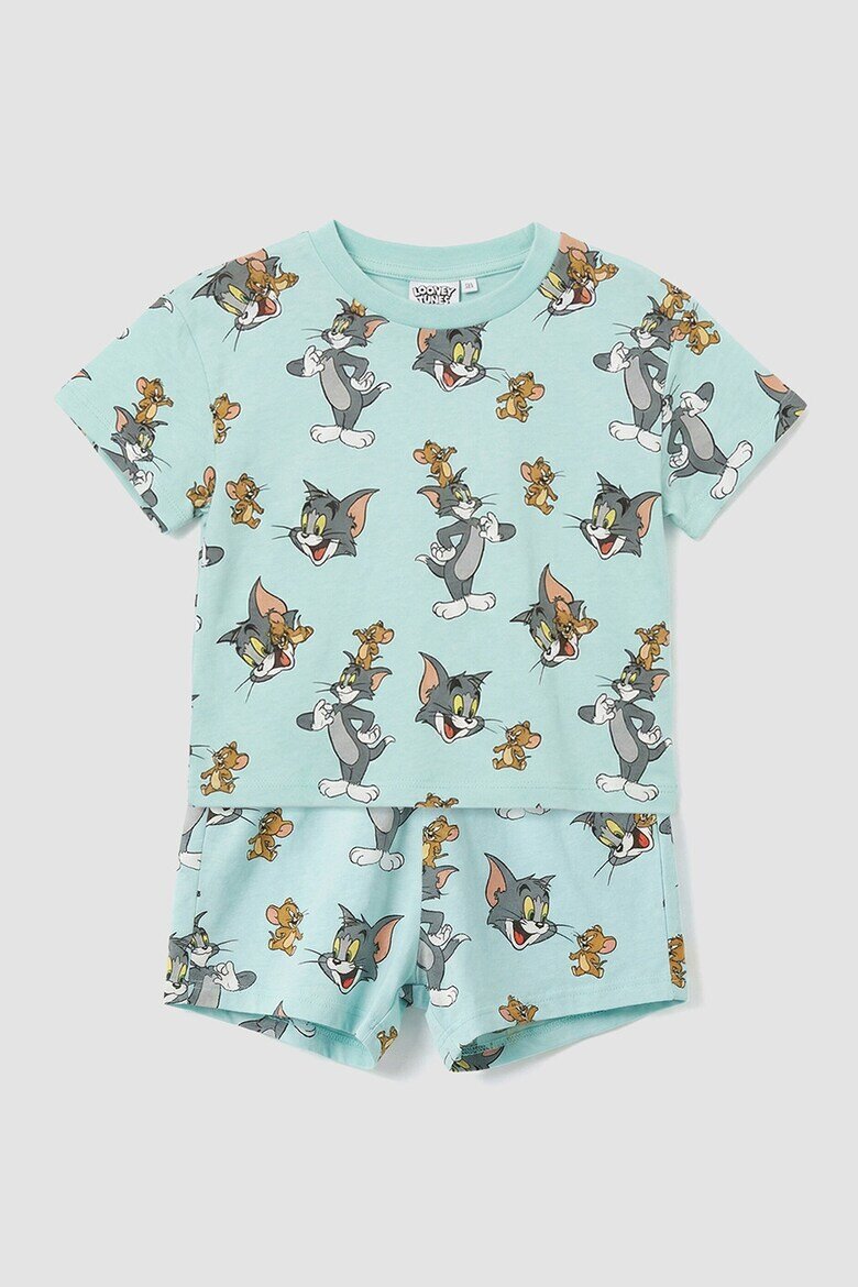 LC WAIKIKI Тениска с принт на Tom&Jerry и къс панталон Аквамарин син