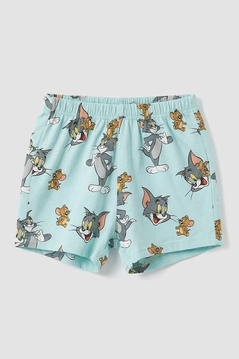LC WAIKIKI Тениска с принт на Tom&Jerry и къс панталон Аквамарин син