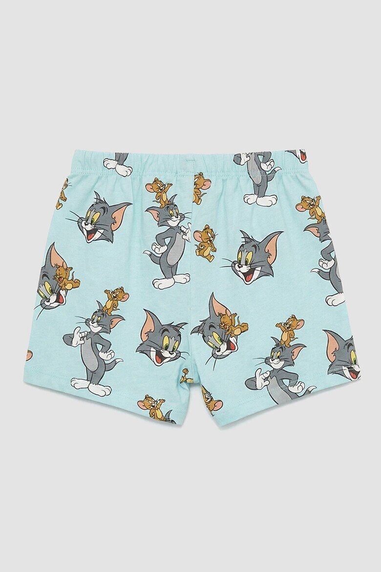 LC WAIKIKI Тениска с принт на Tom&Jerry и къс панталон Аквамарин син