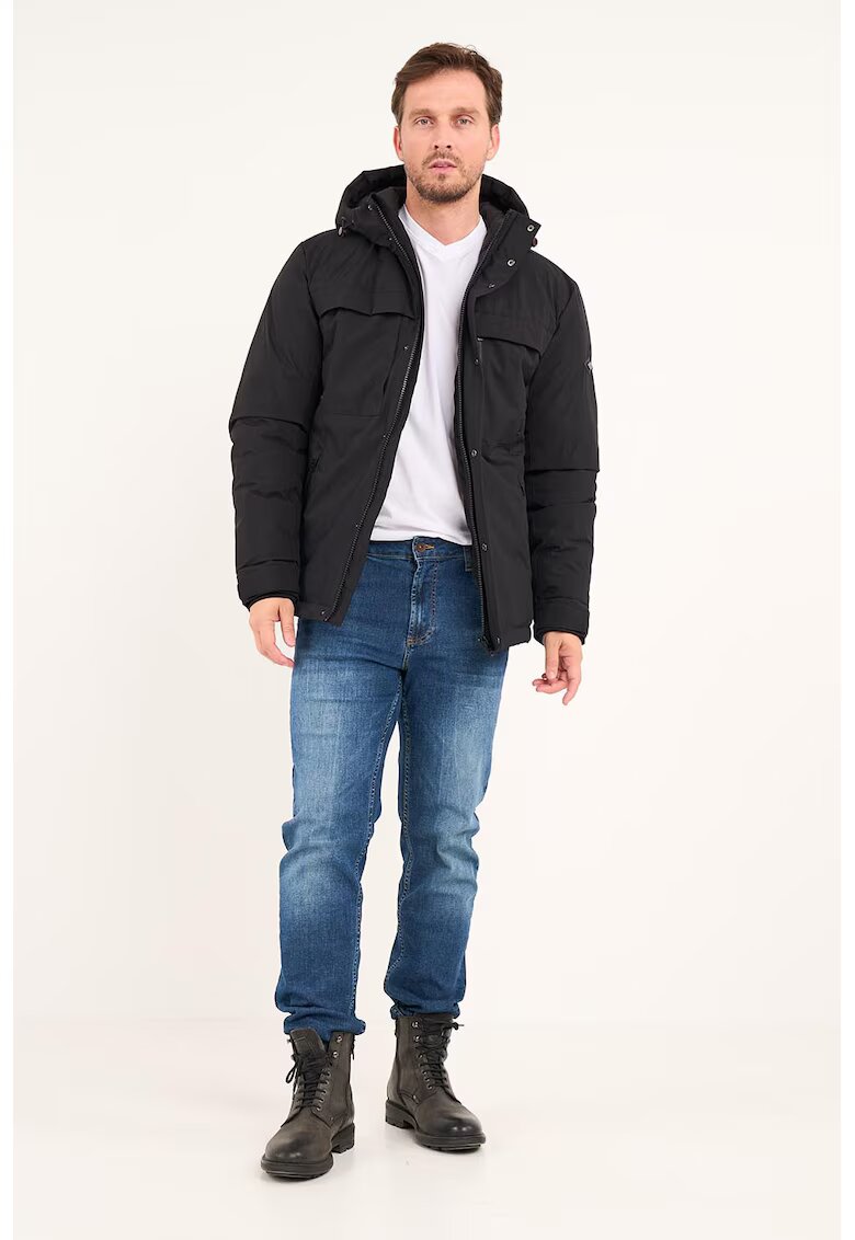 Lee Cooper Подплатено зимно яке с джобове с цип - Черен