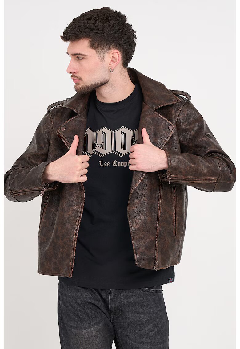 Lee Cooper Яке от еко кожа - Тъмнокафяв/Кафяв