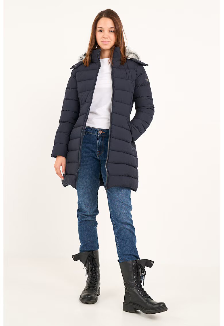 Lee Cooper Зимно яке с качулка и джобове встрани - Ултрамарин синьо
