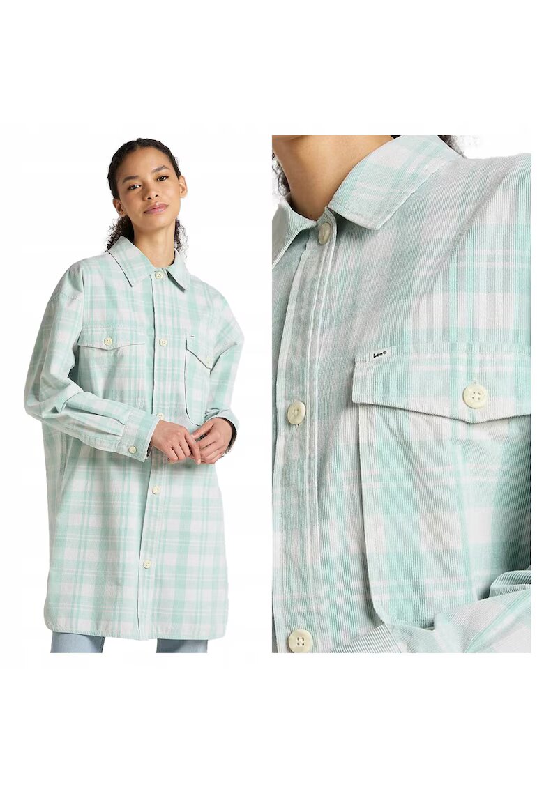 Lee Дамска риза Elongated Overshirt - зелена - 100% памук - Regular Fit кройка