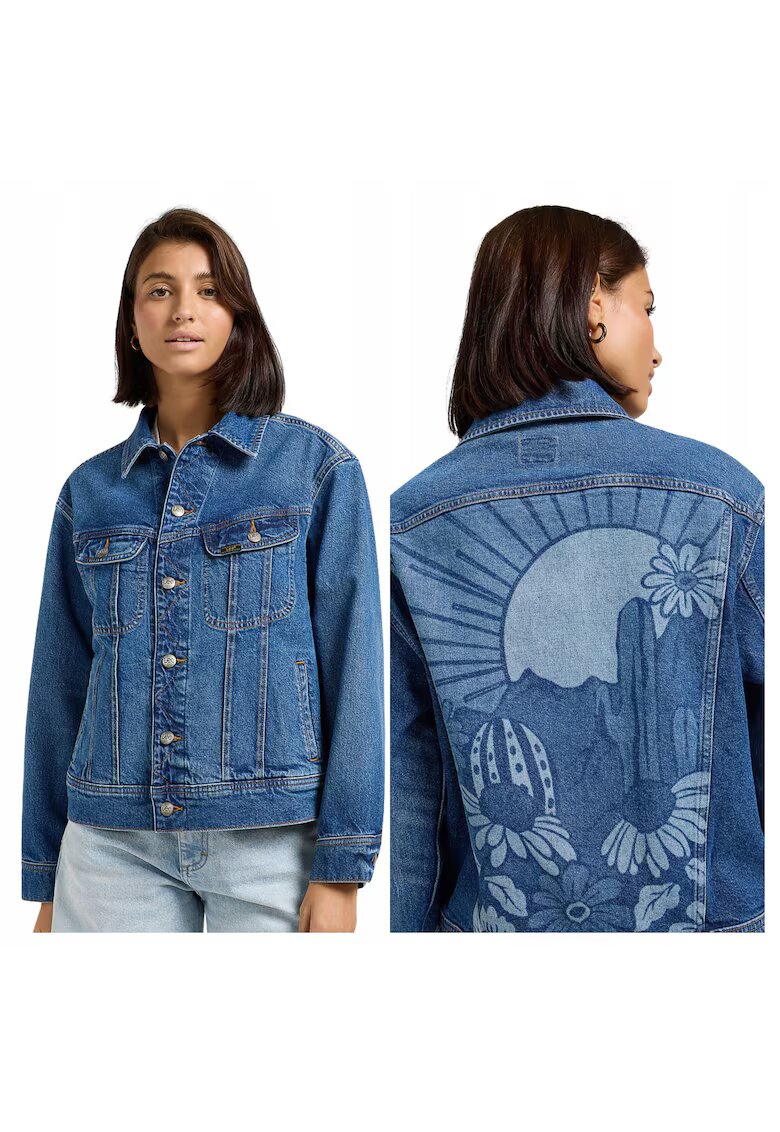 Lee Дамско Яке - Loose Rider Jacket - Стандартна Кройка - Класически Дизайн - Дълги Ръкави - 2 Джоба - С Копчета - Памук - XS INTL - Синьо