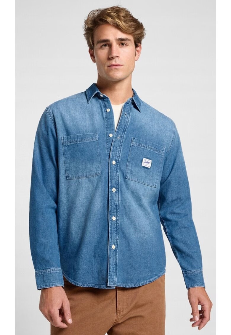 Lee Мъжка риза - WORKWEAR SHIRT 2.0 - уголемена - синя - памук