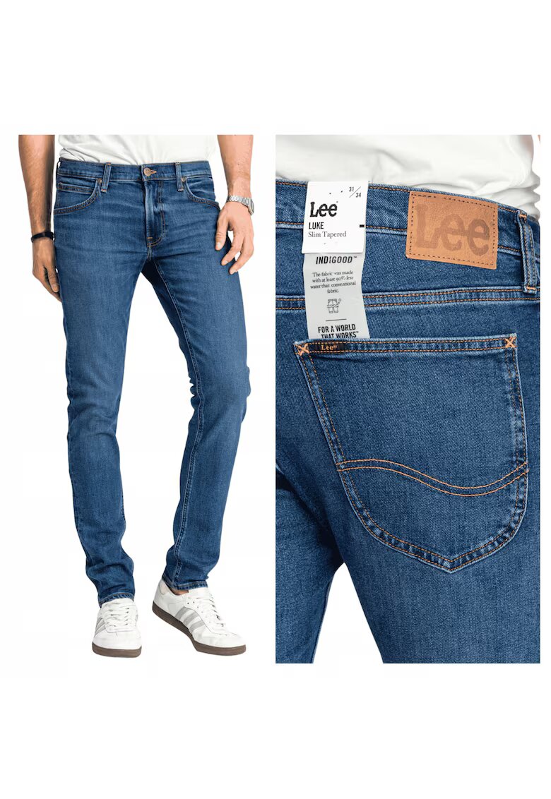 Lee Мъжки дънки - Luke - Slim Fit - Средна талия - Цип - Дълги - 5 джоба - Памук -