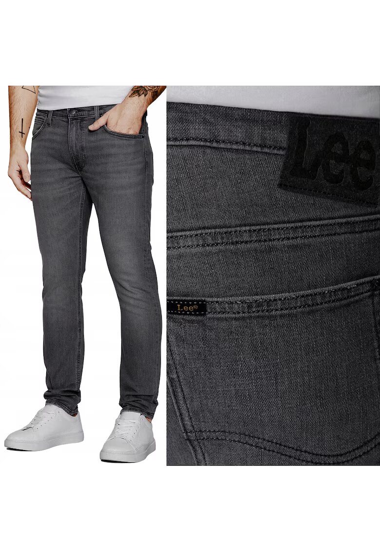 Lee Мъжки дънки Luke Slim Tapered - сиви - изтъркани