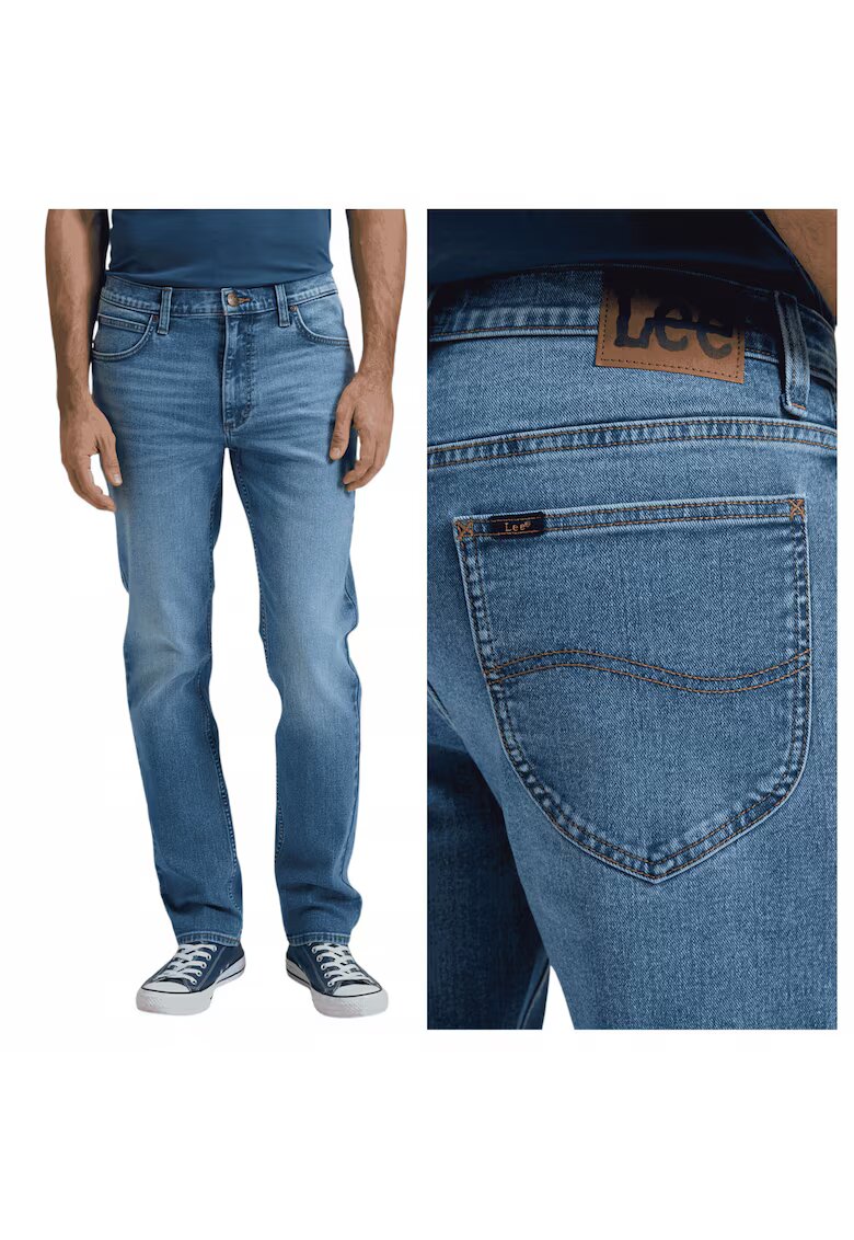 Lee Мъжки дънки - Rider - Slim Fit - Средна талия - Дълги - Цип - 5 джоба - Памук