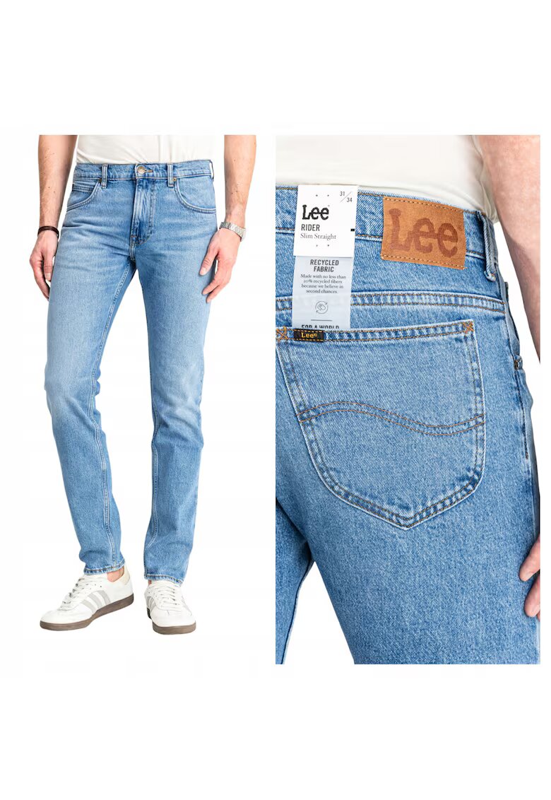 Lee Мъжки дънки - Rider - Slim Fit - Средна талия - Цип - Дълги - 5 джоба - Памук -