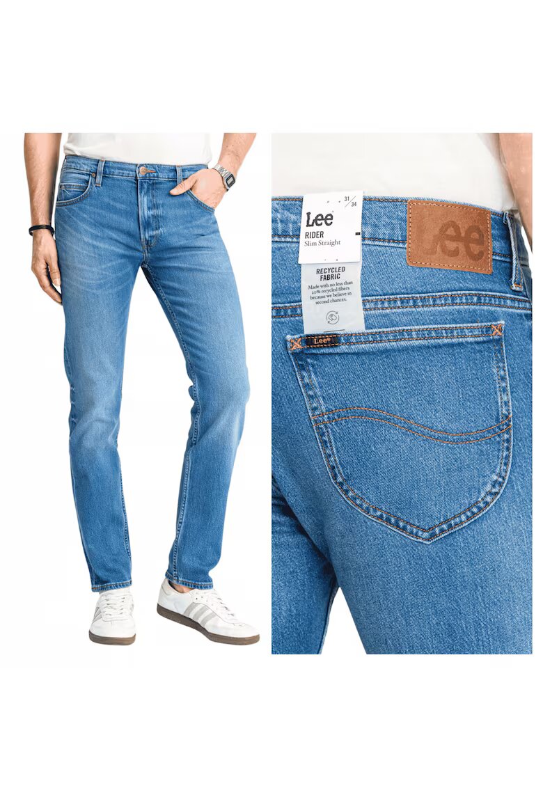 Lee Мъжки дънки Rider - Slim Fit - Средна талия - Цип - Дълги - 5 джоба - Памук -