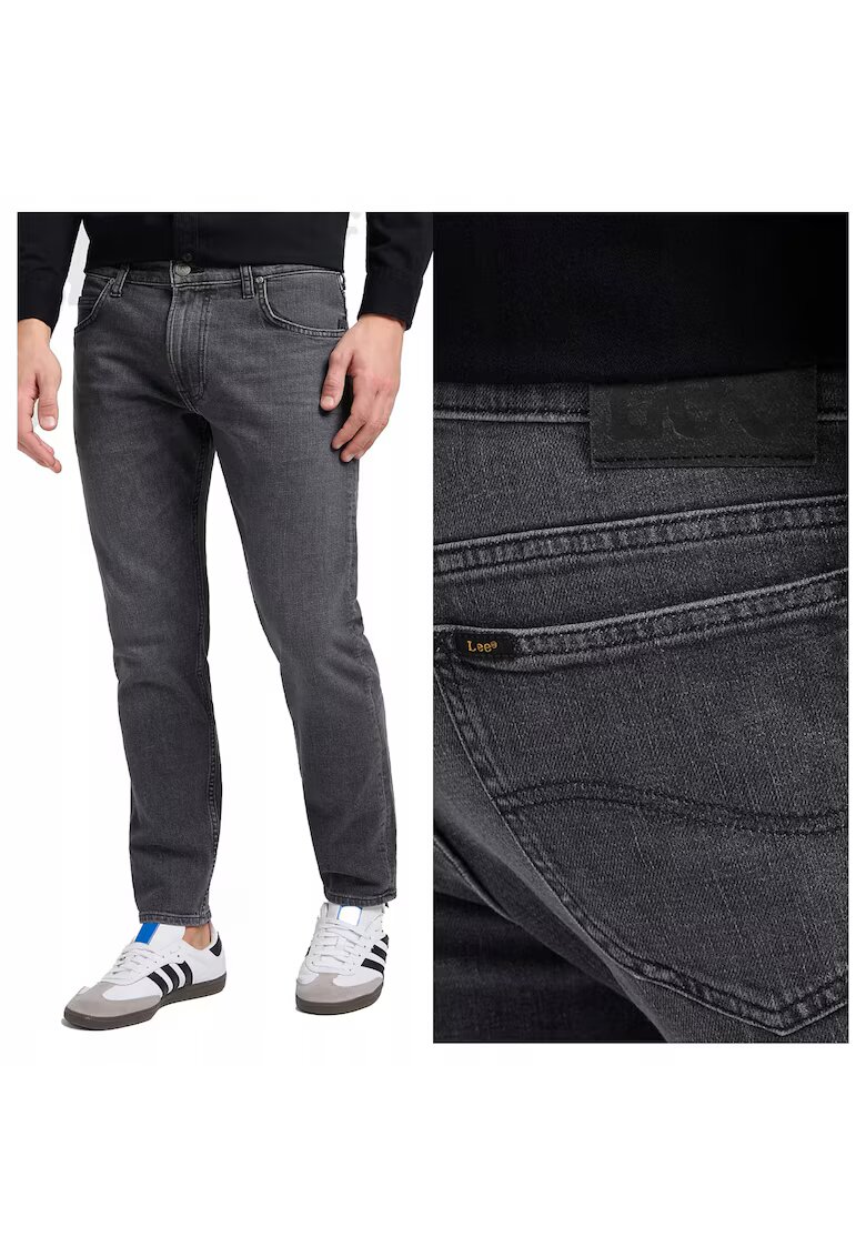 Lee Мъжки дънки - Rider - Slim Fit - Средна талия - Цип - Дълги - 5 джоба - Памук - Еластан - Сиви