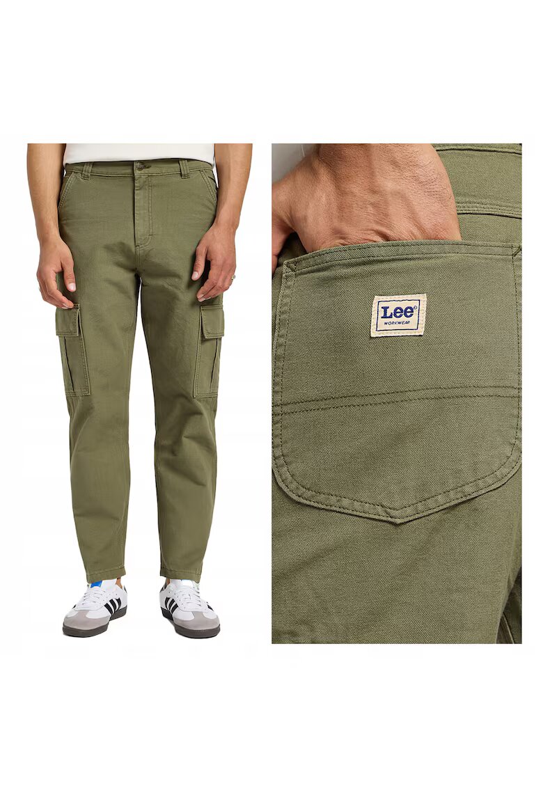 Lee Мъжки къси панталони - Cargo Pant - свободна кройка - средна талия - дълги - 6 джоба - цип - памук - W31-L32 US - зелени