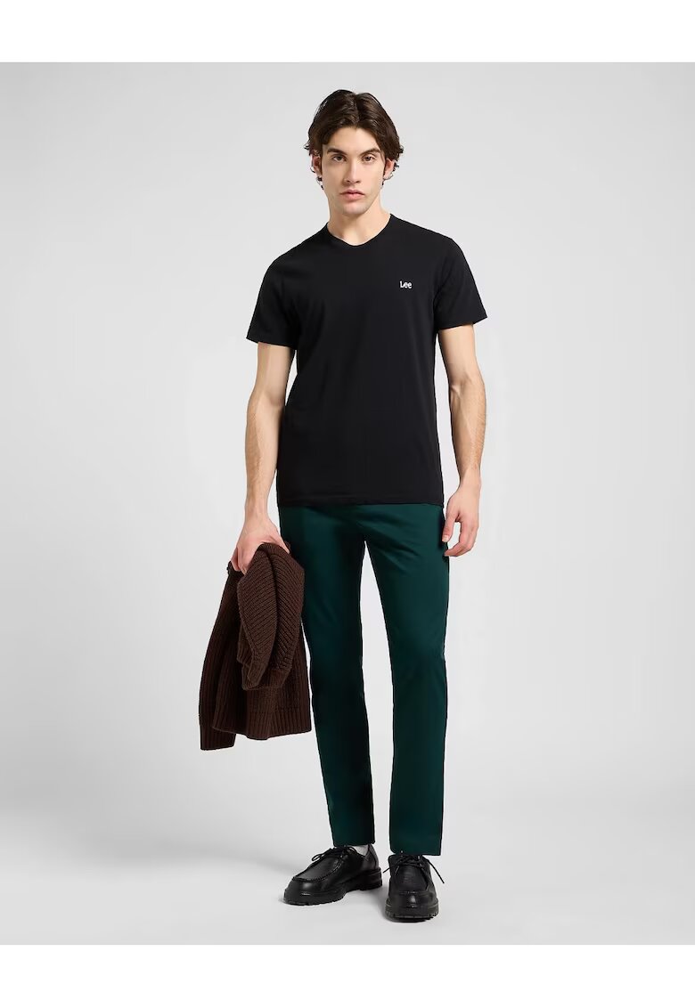 Lee Мъжки къси панталони - Chino Slim - вталена кройка - средна талия - дълги - 4 джоба - цип - памук - зелени
