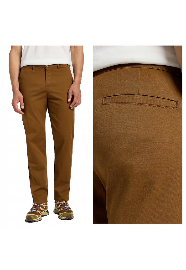 Lee Мъжки панталони - Regular Chino - дълги - прав силует - средна талия - 5 джоба - цип - памук - кафяв