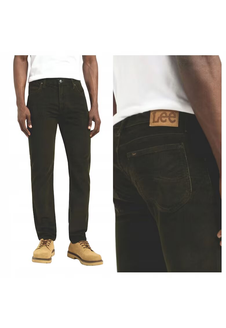Lee Мъжки панталони - Rider - Slim Fit - цип - 5 джоба - дълги - памук - зелени