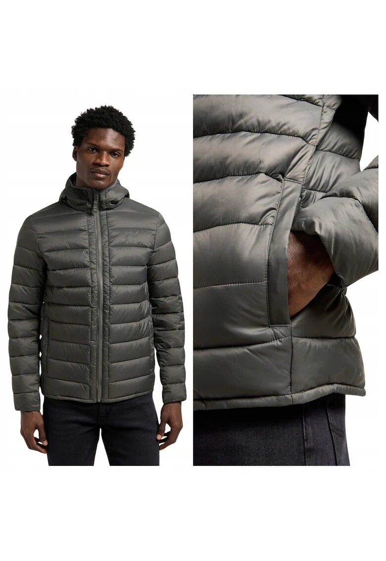 Lee Мъжко яке - Puffer Jacket - Regular Fit - Висока яка - Цип - Топло и комфортно - Дълги ръкави - Найлон - Сиво