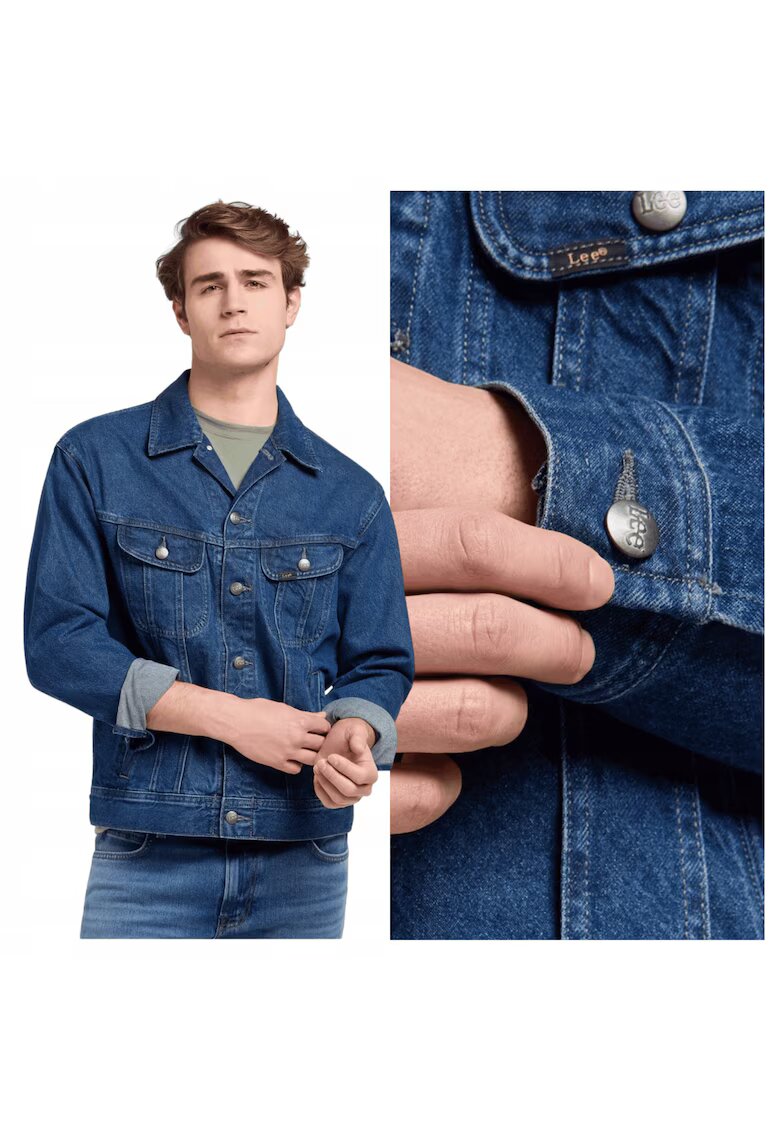 Lee Мъжко яке - Relaxed Rider Jacket - Редовна кройка - С яка - С копчета - Топло и удобно - Дълъг ръкав - Памук - Синьо