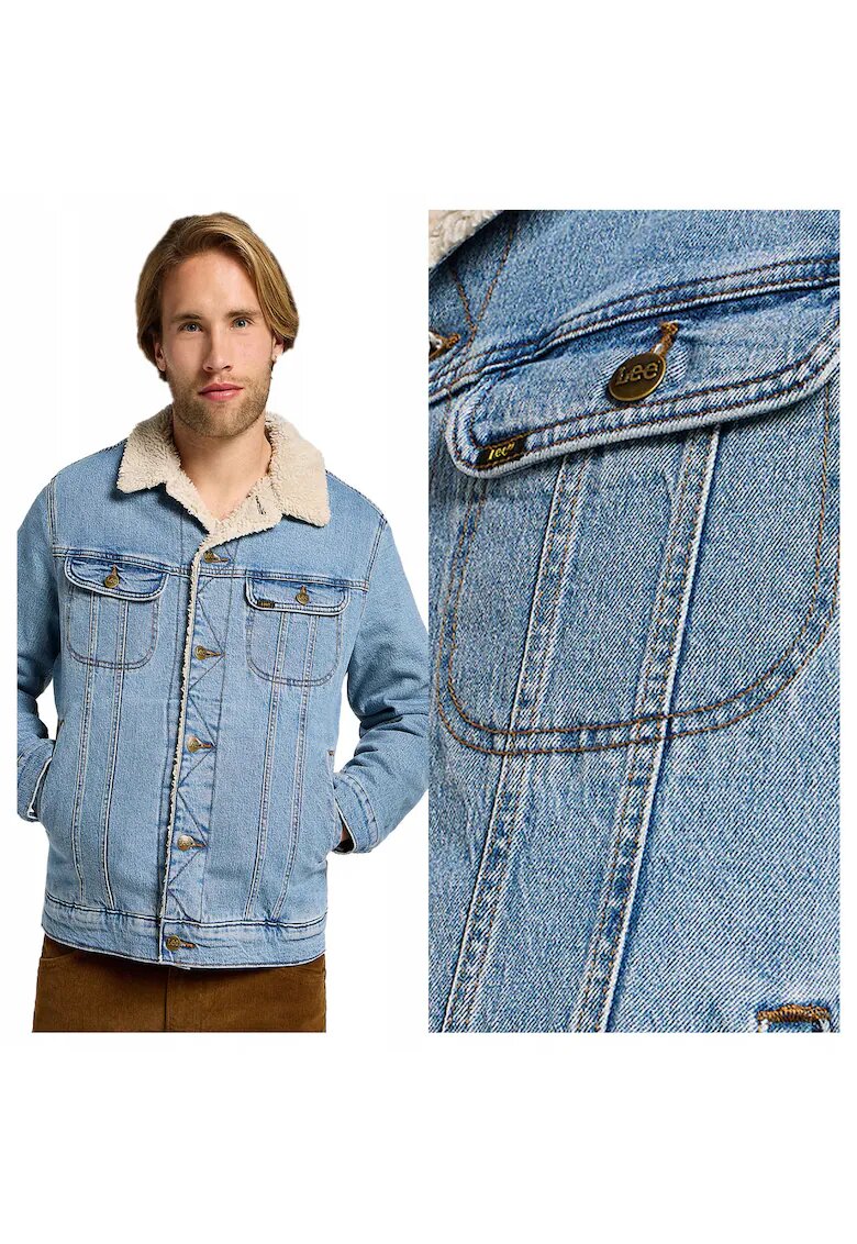 Lee Мъжко яке - Sherpa Jacket - Regular Fit - Класически дизайн - Дълги ръкави - 2 джоба - Копчета - Памук - M INTL