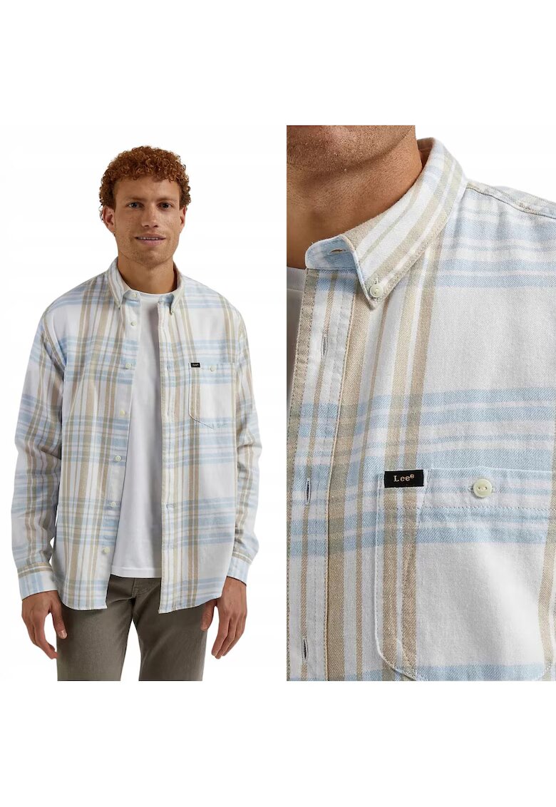 Lee RIVETED SHIRT Blue Sky ШИРОКА РИЗА НА КАРИРАНИ В СВОБОДЕН СТИЛ