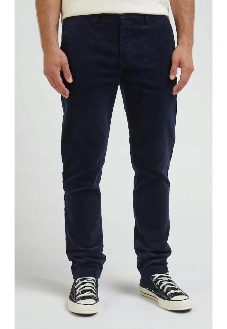 Lee Сини кадифени панталони Slim Chino - вталена кройка - леко висока талия