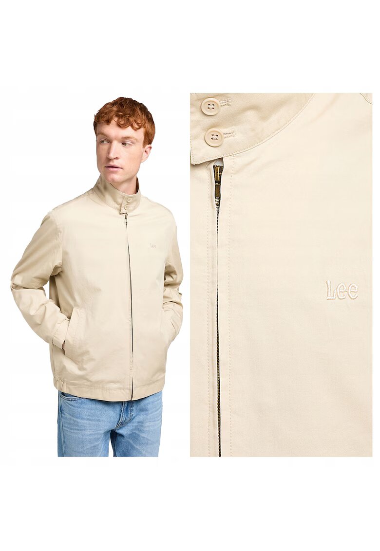 Lee Яке за мъже - Яке Harrington - Стандартна кройка - Класически дизайн - Дълги ръкави - 2 джоба - С цип - Памук - M INTL - Бежово