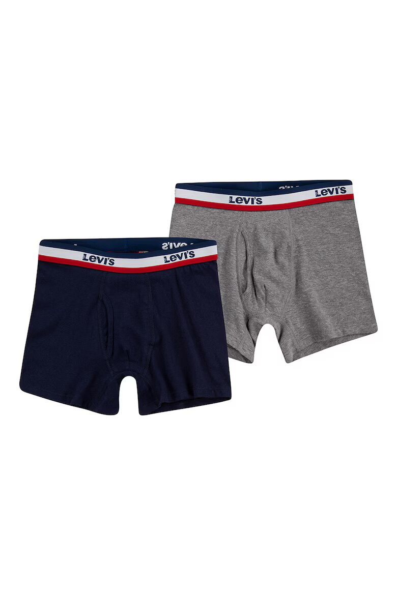 Levi's Боксерки с лого - 2 чифта Сив меланж/Тъмносин