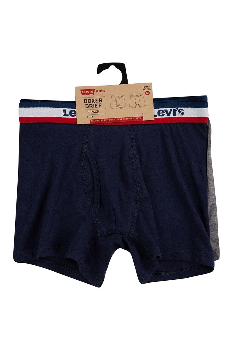 Levi's Боксерки с лого - 2 чифта Сив меланж/Тъмносин