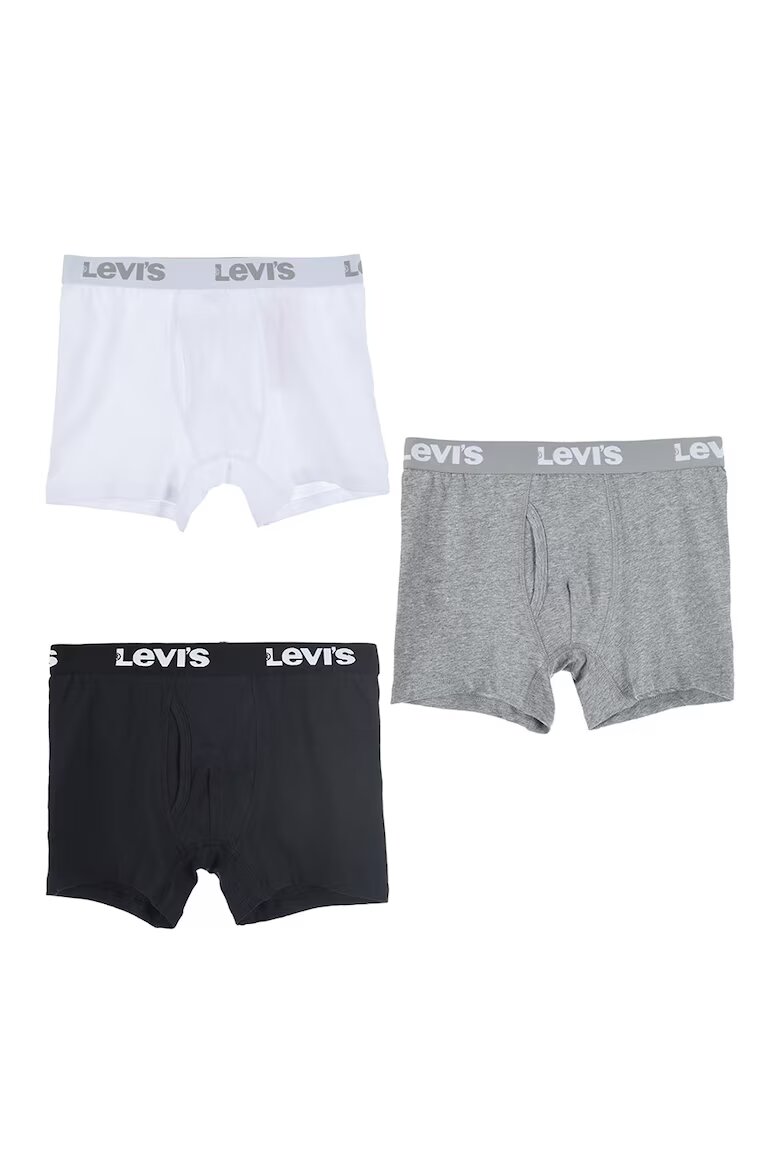 Levi's Боксерки с лого - 3 чифта Бял/Сив меланж/Тъмносин