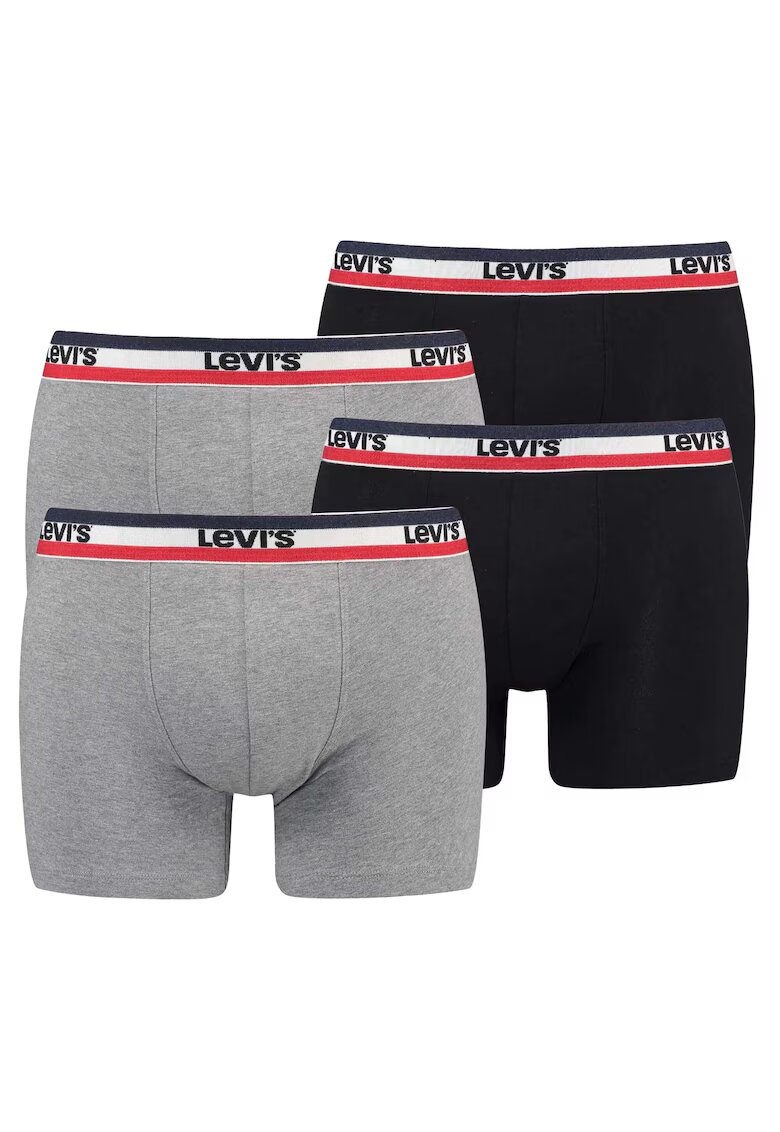 Levi's Боксерки с лого - 4 чифта - Светло сив/Син